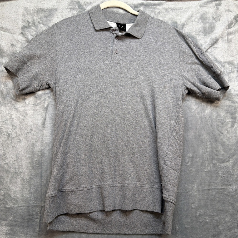 Armani Exchange Quilted Polo Shirt Gray Short Sleeve Mens Medium‎